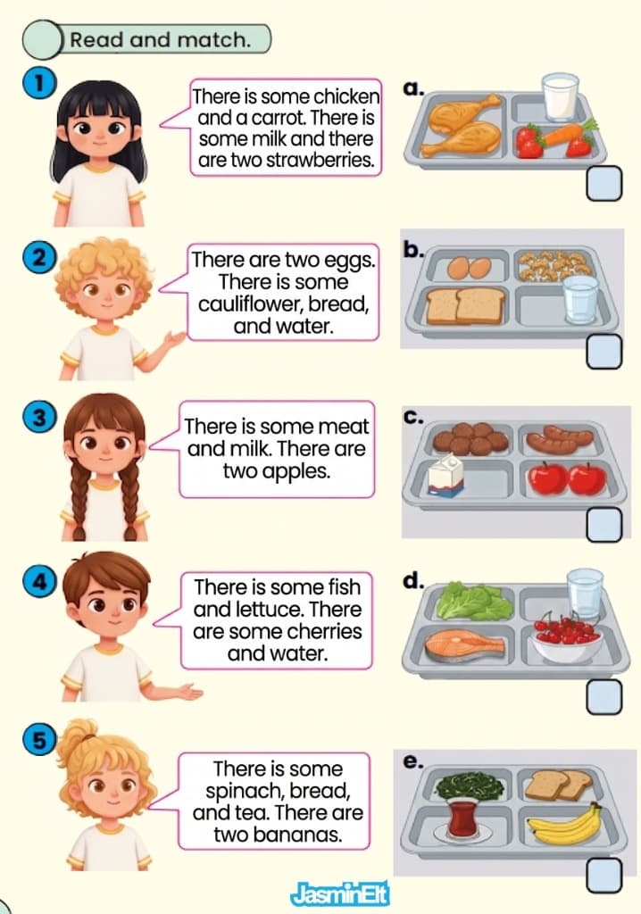 Read and Match (Meals & Food Trays)